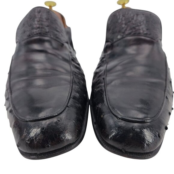 Vintage Bally Switzerland Exotic Ostrich Leather Dress Shoe Men 9.5 Brown Loafer - Picture 11 of 12